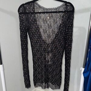 Zara Black Sheer Midi Dress with Sparkling Accents